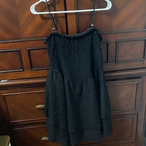 Wild Fable Black Textured Dress with Removable Straps